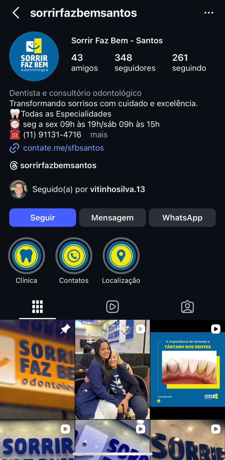 Print Instagram - Sorrir Faz Bem - Santos