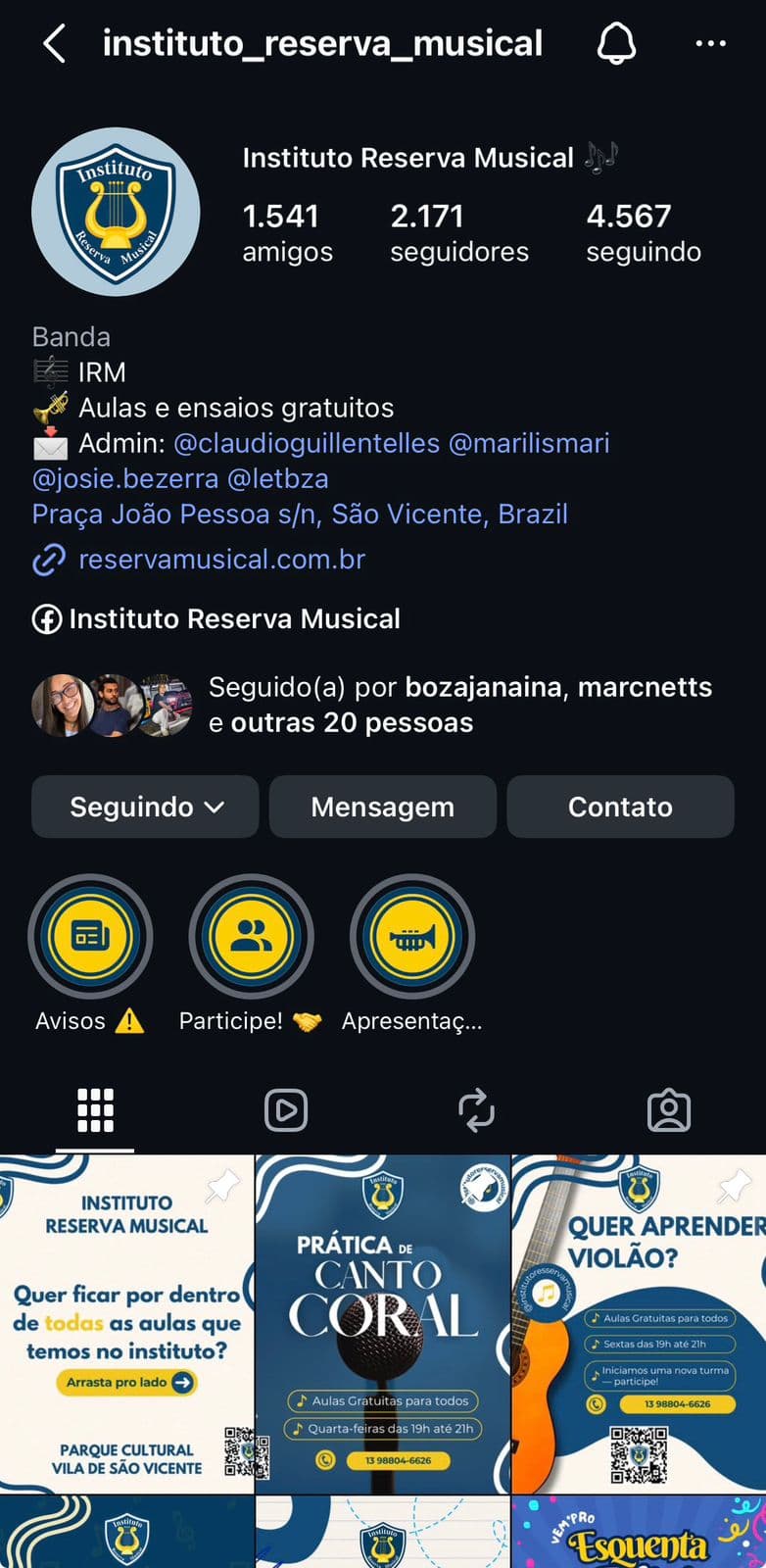 Print Instagram - Instituto Reserva Musical