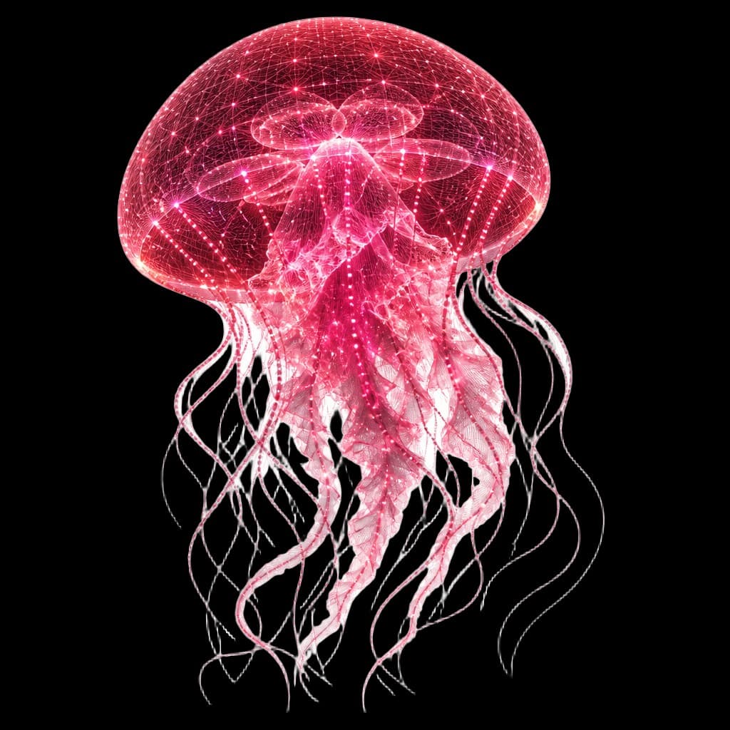 Água-viva bioluminescente crimson, símbolo da JellyFish